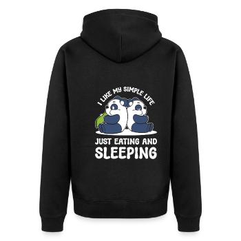 Panda Eating and Sleeping Panda Fan - Unisex Premium Organic Zip Hoodie - black - Back - Nico (187cm)