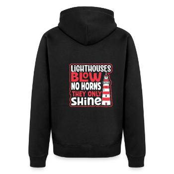 Lighthouse Seaside Nautical I Love Lighthouse - Unisex Premium Organic Zip Hoodie - black - Back - Nico (187cm)