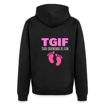 TGIF This Grandma Is Fun Funny Granny - Unisex Premium Organic Zip Hoodie - black - Back - Nico (187cm)