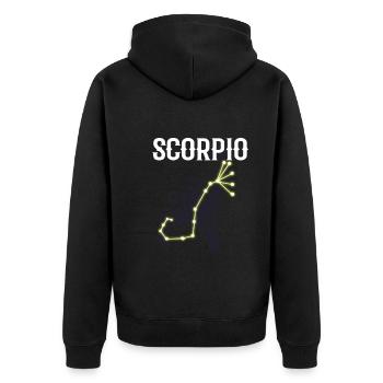 Scorpio Astrologie - Unisex Premium Bio Zip Hoodie - Schwarz - Hinten - Nico (187cm)