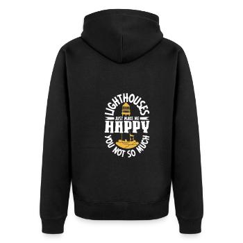Lighthouse Seaside Nautical I Love Lighthouse - Unisex Premium Organic Zip Hoodie - black - Back - Nico (187cm)