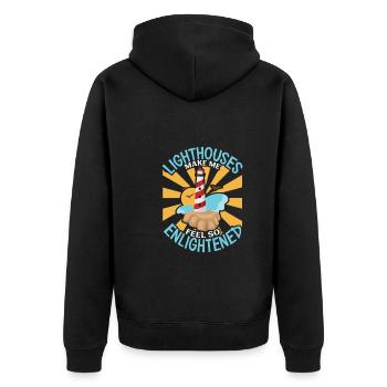 Lighthouse Seaside Nautical I Love Lighthouse - Unisex Premium Organic Zip Hoodie - black - Back - Nico (187cm)