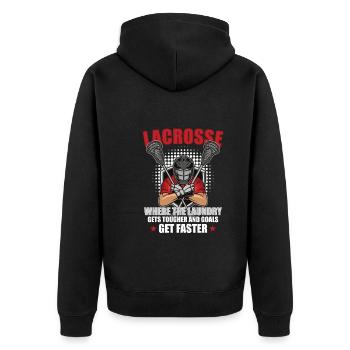 Lacrosse-spieler Lacrosse-trainer Lax Player - Unisex Premium Bio Zip Hoodie - Schwarz - Hinten - Nico (187cm)