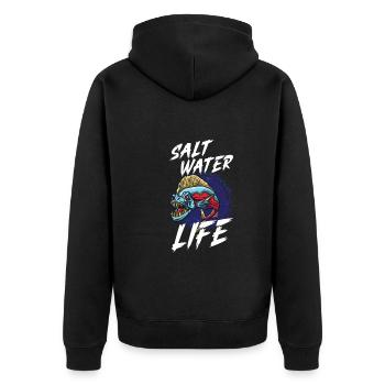 Saltwater Fishing Fisherman Perch Fishing Rod Bobbe - Unisex Premium Organic Zip Hoodie - black - Back - Nico (187cm)