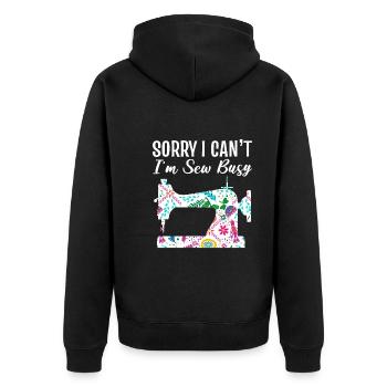 Steppen Nähmaschine Schneider - Unisex Premium Bio Zip Hoodie - Schwarz - Hinten - Nico (187cm)