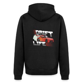 Auto Drifting Racing Rennwagen Motorsport - Unisex Premium Bio Zip Hoodie - Schwarz - Hinten - Nico (187cm)