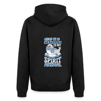 seal animal wilderness animals seals cute baby sea - Unisex Premium Bio Zip Hoodie - Schwarz - Hinten - Nico (187cm)