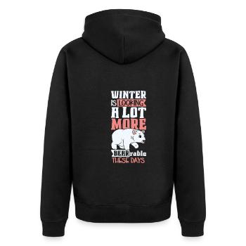 Polar Bear Global Warming Artic Seal hunting Ursus - Unisex Premium Organic Zip Hoodie - black - Back - Nico (187cm)