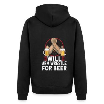 Arm wrestler, arm wrestler, arm wrestler, - Unisex Premium Organic Zip Hoodie - black - Back - Nico (187cm)