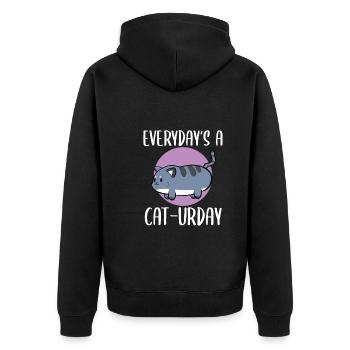 Cute Kitten Cat Groomer - Unisex Premium Organic Zip Hoodie - black - Back - Nico (187cm)