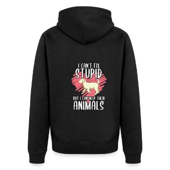 I Can't Fix Stupid But I Can Help Their Animals - Unisex Premium Organic Zip Hoodie - black - Back - Nico (187cm)