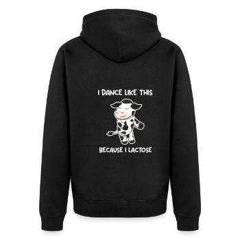 Lustige Kuh Viehzüchter - Unisex Premium Bio Zip Hoodie - Schwarz - Hinten - Nico (187cm)