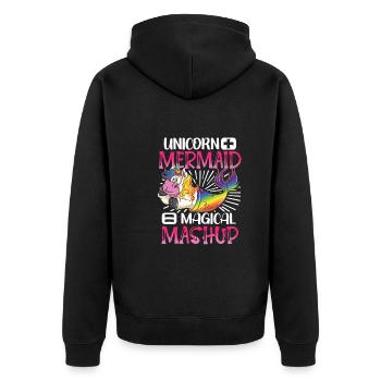 Einhorn Meerjungfrau Mermicorns - Unisex Premium Bio Zip Hoodie - Schwarz - Hinten - Nico (187cm)