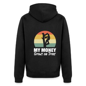 My Money Grows On Trees Lumberjack - Unisex Premium Organic Zip Hoodie - black - Back - Nico (187cm)