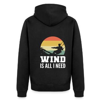Kitesurfing & Kiteboarding Kitesurfer - Unisex Premium Bio Zip Hoodie - Schwarz - Hinten - Nico (187cm)