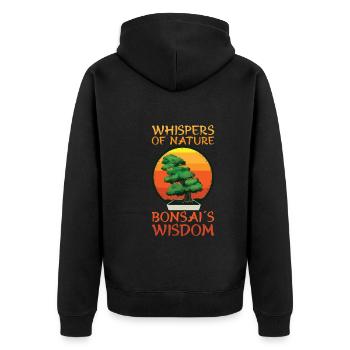 Bonsai Japan Silhouette Gardener Gardening Lover - Unisex Premium Organic Zip Hoodie - black - Back - Nico (187cm)