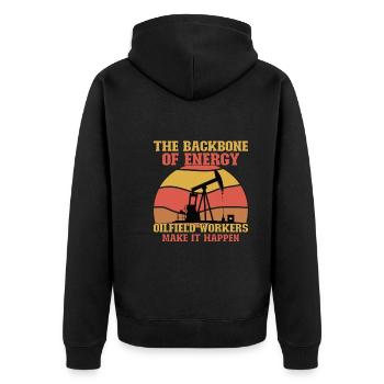 Oilfield Wife Roughneck Oil Drilling Frac crew - Unisex Premium Organic Zip Hoodie - black - Back - Nico (187cm)