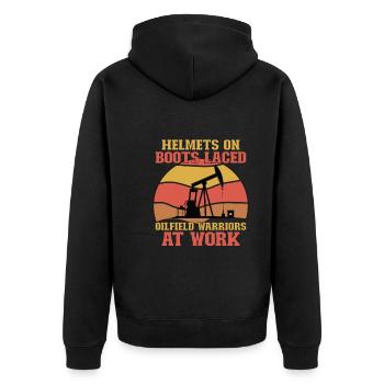 Oilfield Wife Roughneck Oil Drilling Frac crew - Unisex Premium Organic Zip Hoodie - black - Back - Nico (187cm)