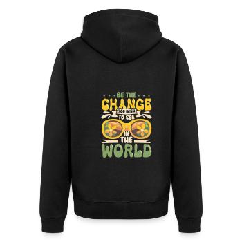 Hippie Lifestyle Flower Power Free Spirit Harmony - Unisex Premium Bio Zip Hoodie - Schwarz - Hinten - Nico (187cm)