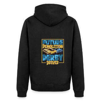 Demo Derby Demolition Derby Demolition Derby - Unisex Premium Organic Zip Hoodie - black - Back - Nico (187cm)