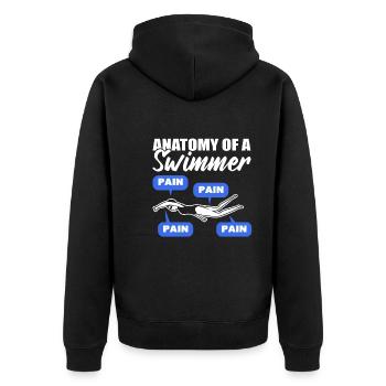 Anatomy Of Swimmer Schwimmtrainer - Unisex Premium Bio Zip Hoodie - Schwarz - Hinten - Nico (187cm)