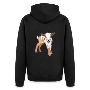 Niedliche Ziege - Unisex Premium Bio Zip Hoodie - Schwarz - Hinten - Nico (187cm)