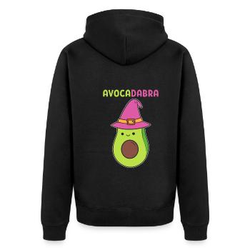 Avocadabra Zauberer - Unisex Premium Bio Zip Hoodie - Schwarz - Hinten - Nico (187cm)