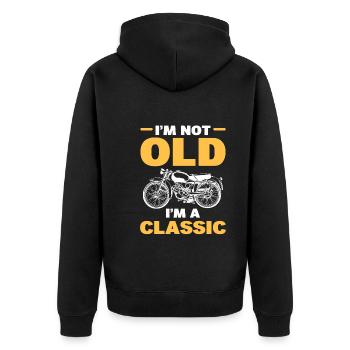 Je ne suis pas vieux, je suis un amateur de motos classiques - Veste à capuche bio Premium Unisexe - noir - Dos - Nico (187cm)