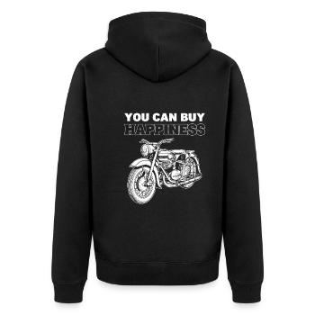 Vous pouvez acheter Happiness Motorcycle - Veste à capuche bio Premium Unisexe - noir - Dos - Nico (187cm)