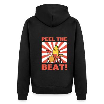 Banana Puns Drummer - Unisex Premium Organic Zip Hoodie - black - Back - Nico (187cm)