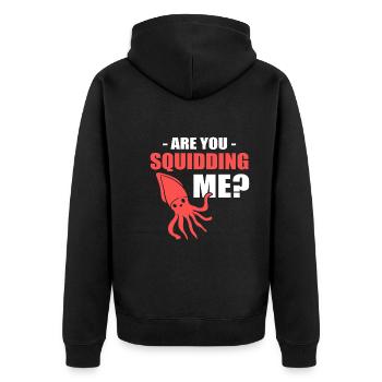 Are You Squidding Me? Fisherman - Unisex Premium Organic Zip Hoodie - black - Back - Nico (187cm)