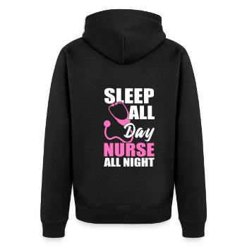 Sleep All Day Nurse All Night Health Assistant - Unisex Premium Organic Zip Hoodie - black - Back - Nico (187cm)