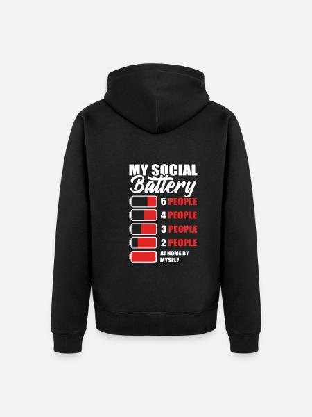 My Social Battery Maverick - Unisex Premium Organic Zip Hoodie - black