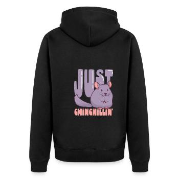 Chinchilla Liebhaber Geschenk Geschenkidee - Unisex Premium Bio Zip Hoodie - Schwarz - Hinten - Nico (187cm)