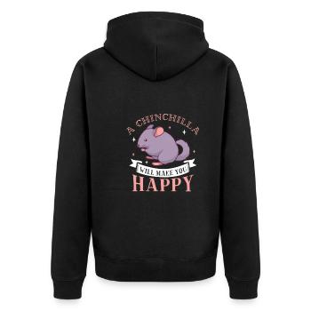 Chinchilla Liebhaber Geschenk Geschenkidee - Unisex Premium Bio Zip Hoodie - Schwarz - Hinten - Nico (187cm)