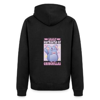 Chinchilla Liebhaber Geschenk Geschenkidee - Unisex Premium Bio Zip Hoodie - Schwarz - Hinten - Nico (187cm)