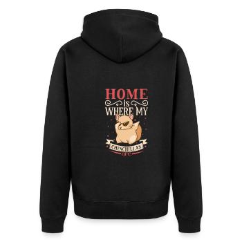 Chinchilla Liebhaber Geschenk Geschenkidee - Unisex Premium Bio Zip Hoodie - Schwarz - Hinten - Nico (187cm)
