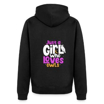 Owl Cute Owl Owl Lover just a Boy who loves owls - Unisex Premium Bio Zip Hoodie - Schwarz - Hinten - Nico (187cm)