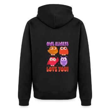 Owl Cute Owl Owl Lover just a Boy who loves owls - Unisex Premium Bio Zip Hoodie - Schwarz - Hinten - Nico (187cm)
