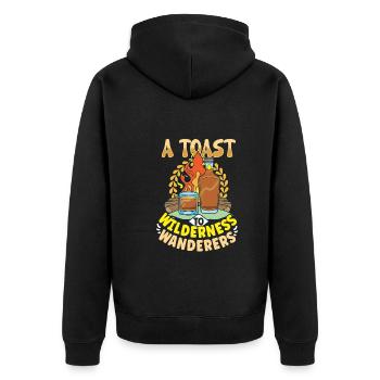 Campfire Nights Whisky Delights Outdoor Adventure - Unisex Premium Organic Zip Hoodie - black - Back - Nico (187cm)