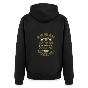 Oak Island / Treasure Hunting Oak Island Mystery - Unisex Premium Bio Zip Hoodie - Schwarz - Hinten - Nico (187cm)