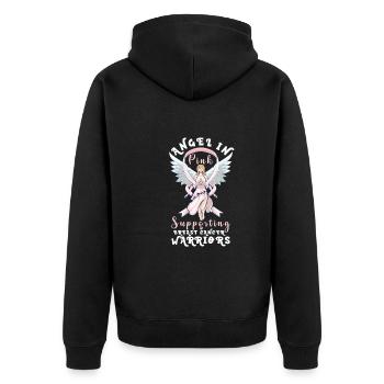 Breast cancer Awareness Support Survivors Pink - Unisex Premium Organic Zip Hoodie - black - Back - Nico (187cm)