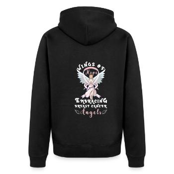 Breast cancer Awareness Support Survivors Pink - Unisex Premium Organic Zip Hoodie - black - Back - Nico (187cm)