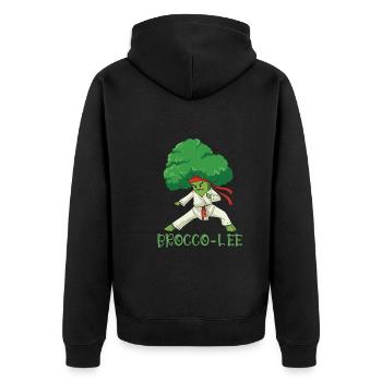 Broccoli Martial Arts Karate MMA Boxing Kicks - Unisex Premium Organic Zip Hoodie - black - Back - Nico (187cm)