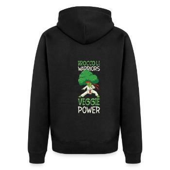 Broccoli Martial Arts Karate MMA Boxing Kicks - Unisex Premium Organic Zip Hoodie - black - Back - Nico (187cm)