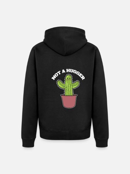 Not A Hugger Loner - Unisex Premium Organic Zip Hoodie - black