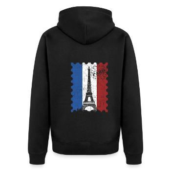 Parisian stamp French tour guide - Unisex Premium Organic Zip Hoodie - black - Back - Nico (187cm)