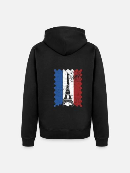 Parisian stamp French tour guide - Unisex Premium Organic Zip Hoodie - black