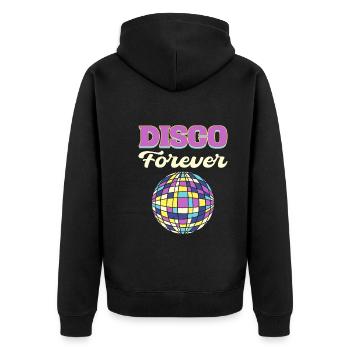 Disco Forever Disco Fanatic - Unisex Premium Bio Zip Hoodie - Schwarz - Hinten - Nico (187cm)