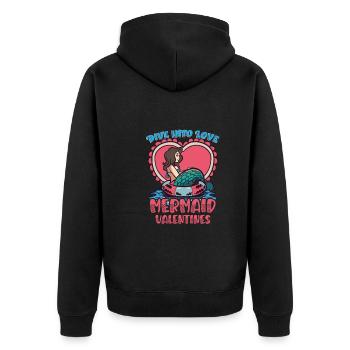 Mermaid Valentine's Day Mermaid Love Ocean - Unisex Premium Organic Zip Hoodie - black - Back - Nico (187cm)